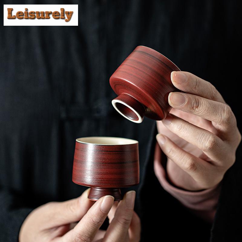 60ml Japanische Fenyin Yin Weißdorn Rote Teetasse Kreative Jade Stehende Tasse Hoher Fuß Keramik Meistertasse Verkostungs-Teeschale Trinkgeschirr