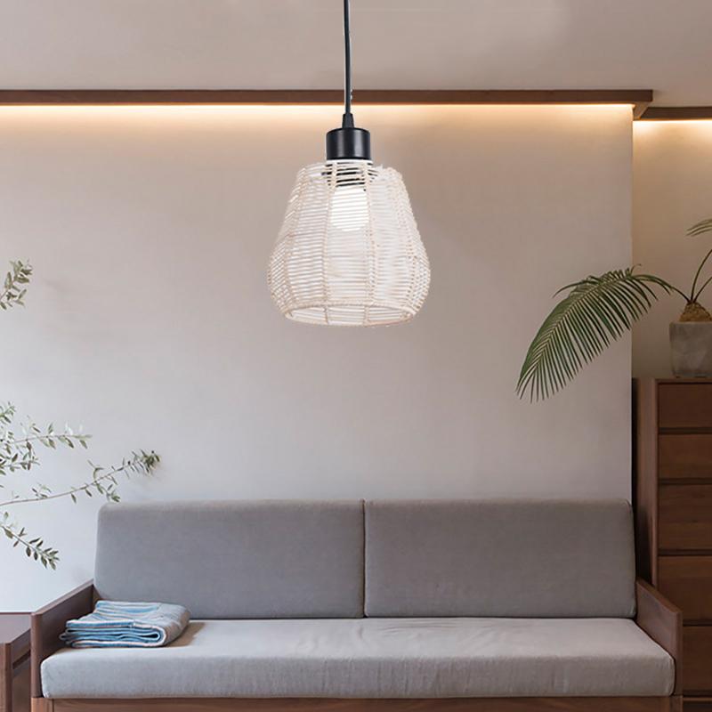 Retro Weave Lampshade Imitation Vine Paper Rope Lamp Cover Hanging Chandelier Lamp Shade Light Fixture Accessories Home Decor