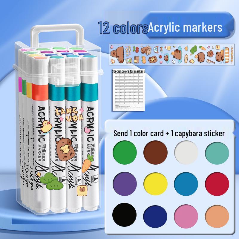 Acryl-Aquarellmarker für Kinder: Ausblutsichere, stapelbare, wasserfeste Kunststifte & Zeichenpinsel für den Kindergarten.