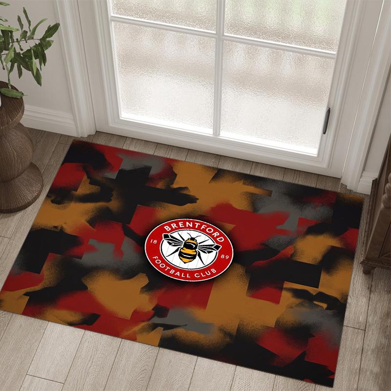 Brentford Football Design Crystal Velvet Carpet Cozy Non?Slip Printed Rug For Bedroom Living Room Entrance
