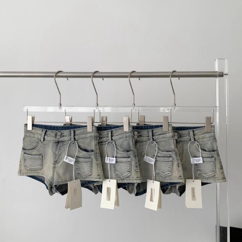 Hottie Low Rise Denim Shorts im koreanischen Stil für den Sommer, für Damen, Club-Style, alte Tasche, Baumwolle, Frühling, gerade, runde Hüft-Jeansshorts