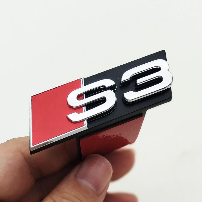For c11 RS3 3D ABS Chrome Black Logo S3 S4 S5 S6 S7 S8 Emblem Car Front Grill Badge For c11 S 3 4 5 6 7 8 Auto Styling Accessories