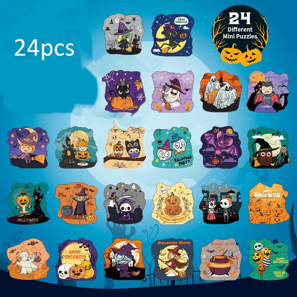 24Pcs Halloween Puzzle, Theme Party Ghost Pumpkin Witch Paper Diy Puzzle, Puzzle Puzzle