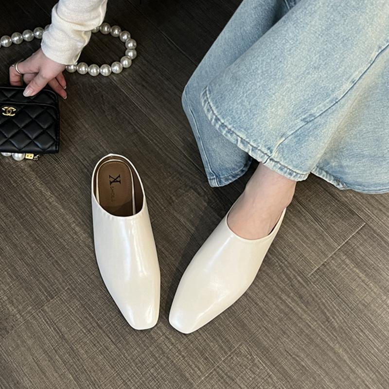 Fashion SUOJIALUN 2025 Autumn Women Slipper Ladies Round Toe Slip On Ladies Casual Mules Shoes Flat Heel Outdoor Dress Sandal Shoes