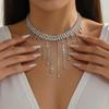 Elegant Rhinestone Water Drop Tassel Necklace: Luxurious, Fashionable, High-Grade Clavicle Accessory
