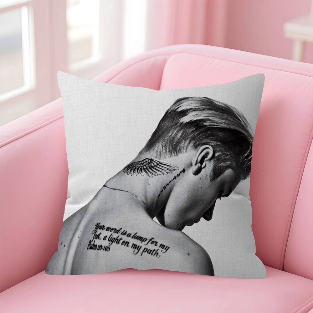 Singer cool JJustin Bieber Cushion Cover Car Throw Pillow Case For Sofa Car Christmas Gift 40x40cm 45x45cm