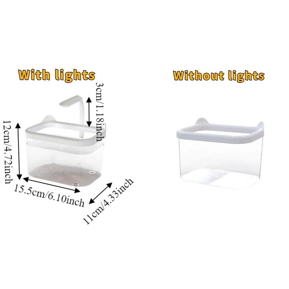 Creative LED Light Desktop Fish Tank Transparent Cat-shaped Betta Fish Bowl Durable Plastic Fish Breeding Tank Ecological Tank