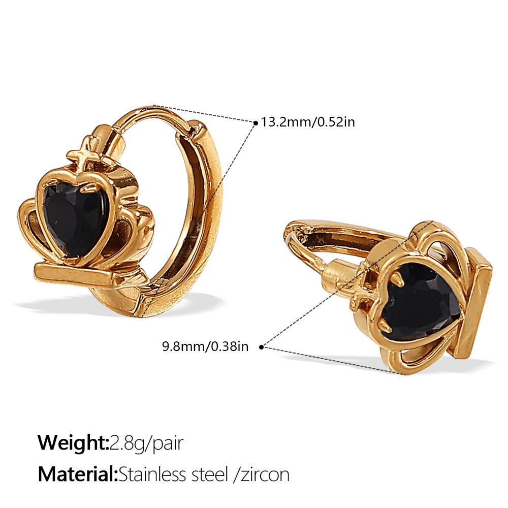 Gold-Plated Stainless Steel Crown Love Earrings Light Luxury High-End Temperament Earrings Earrings