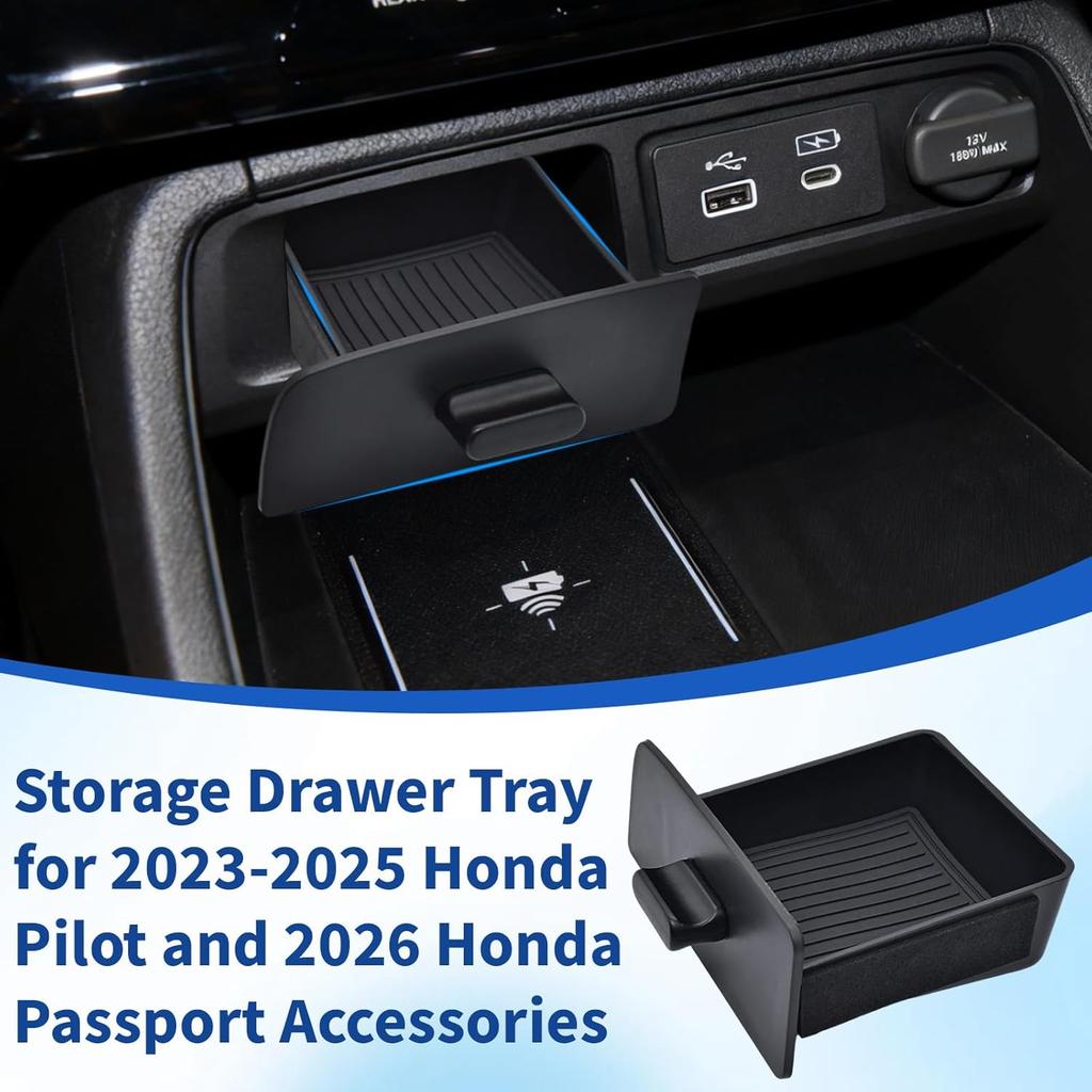 Storage Drawer Tray Fit For  2024 2025 Honda Pilot/2026 Honda Passport Accessories - Center Console Organizer Secret Compartment Storage Box Interior