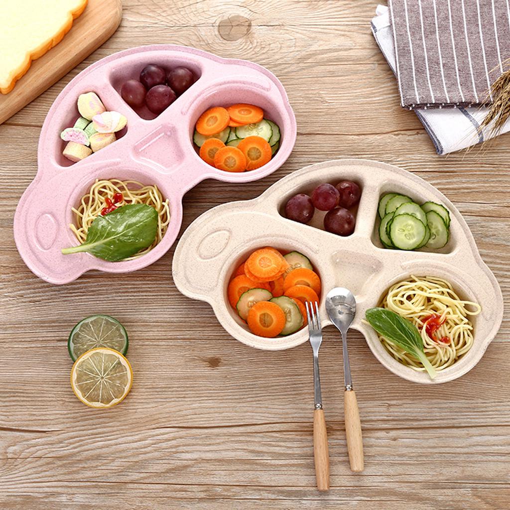 Baby Toddler Divided Plates  Cartoon Dinner Plate Non Slip Kids Tray