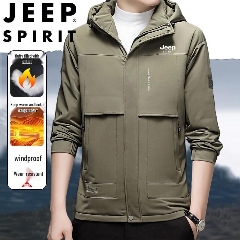 

JEEP SPIRIT Men s Winter Hooded Fleece Lined Outdoor Jacket 3XL