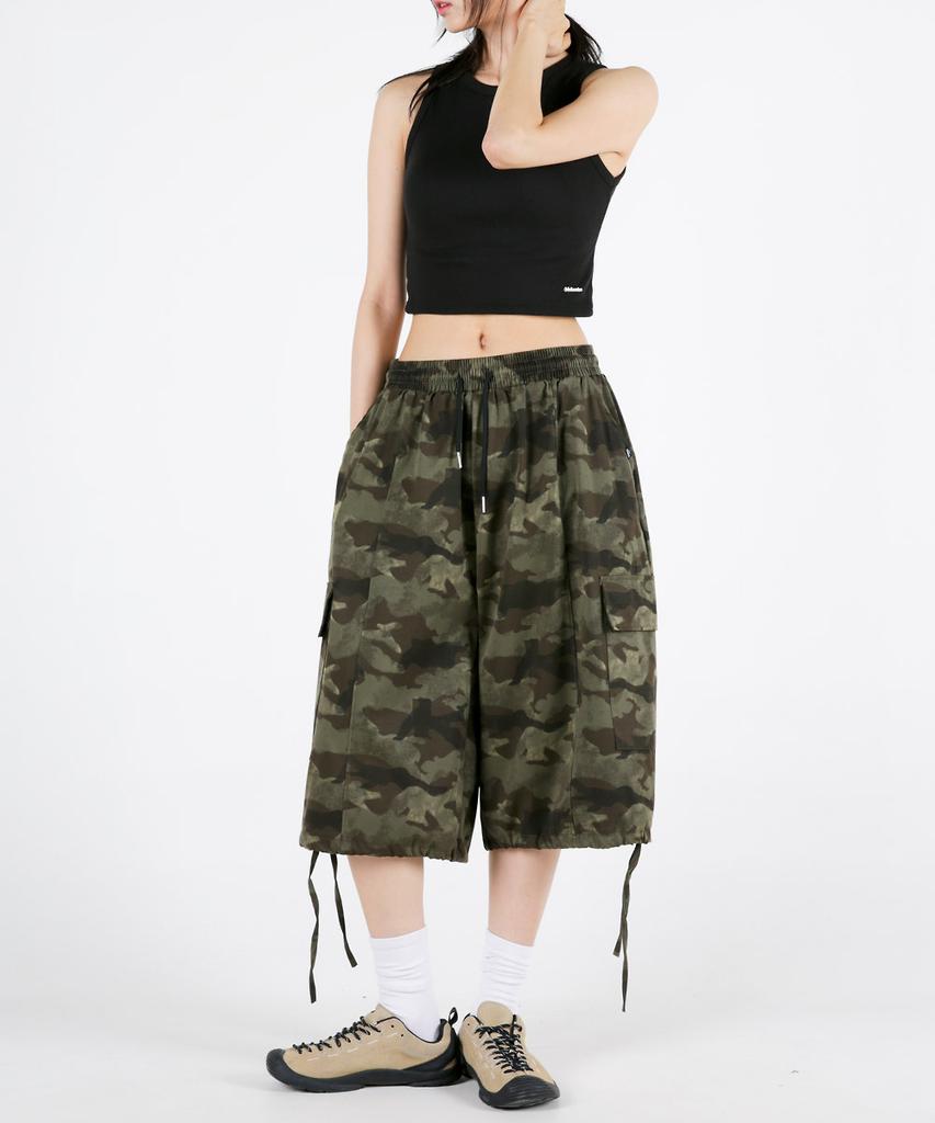 UMM Women'S Elastic Waist Camo Wide Bermuda Shorts 2 Colors
