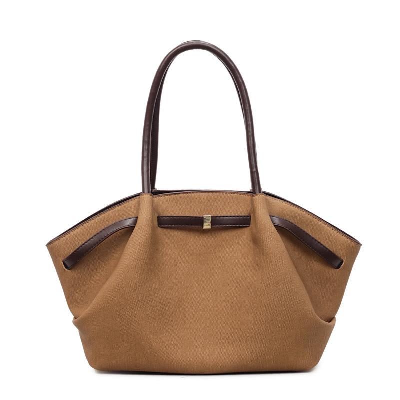 

Вместительная сумка-тоут женская матовая текстура модная новая высококлассная бархатная сумка через плечо для通勤 в ленивом стиле коричневый