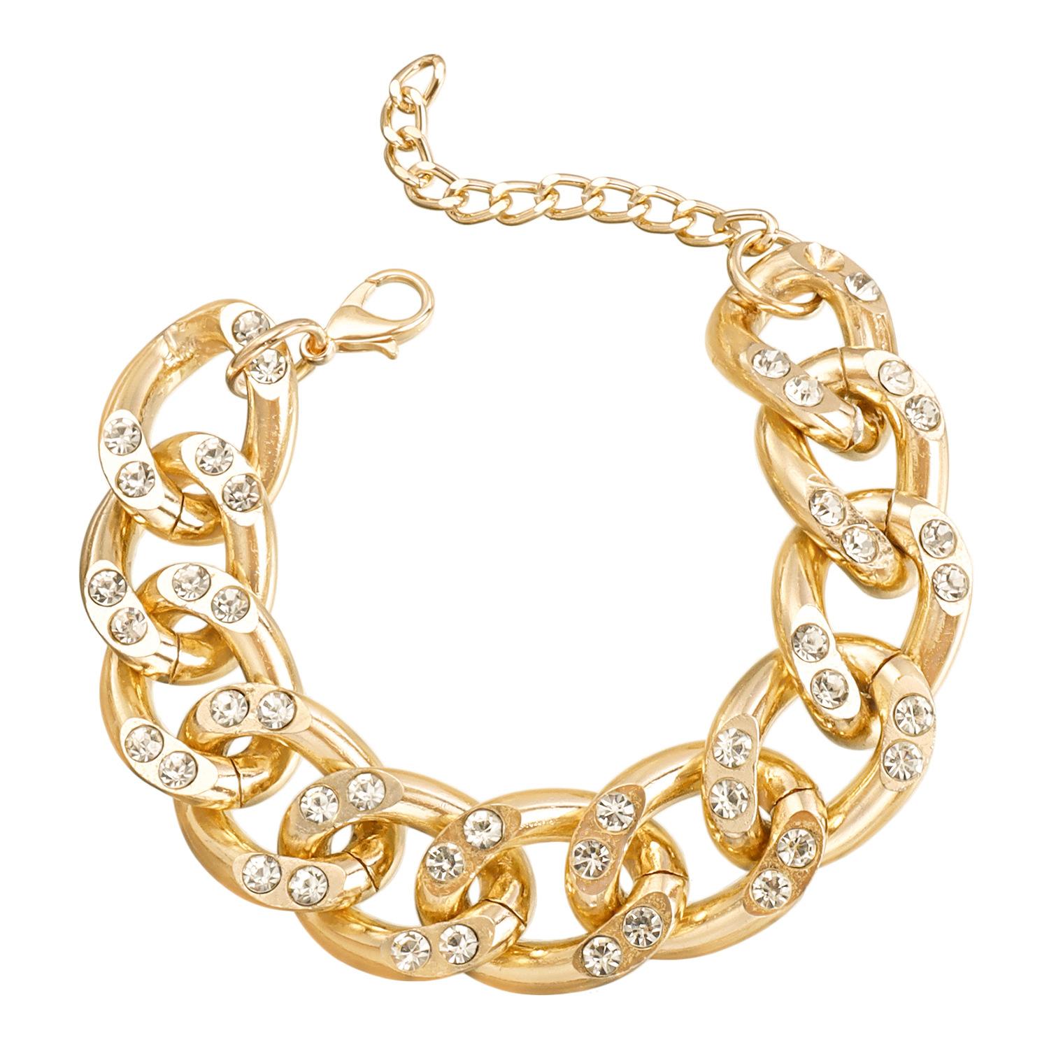 

Аксессуары, простой стиль, эксклюзивная индивидуальность, инкрустированное бриллиантами хип-хоп металлическое толстое цепное ожерелье для женщин