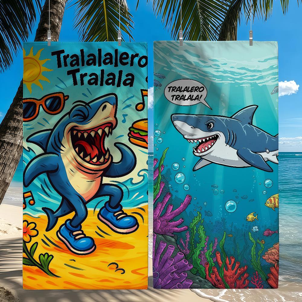 Interesting Cartoon Shark Tralalero Tralala Quick Drying Beach Towels Are Suitable For Swimming Pools Camping Yoga And The Gym
