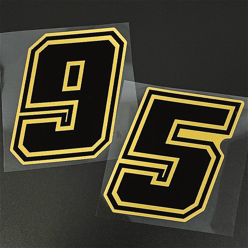 1ks Číslo 0-9 Motocykly Zlaté Nálepky Vodotěsné pro Kapotáž Motocyklu Helmu Čelní Skla Okna Auta Univerzální Vinylové Obtisky