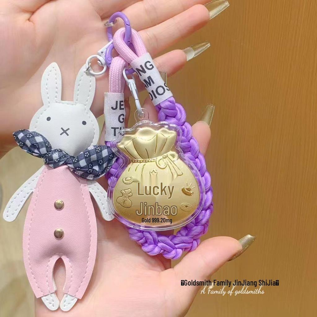 999 Pure Gold Fortune Bag Keychain - Creative Gift for Prosperity and Wealth