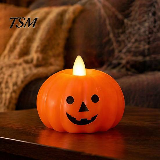 Stacked Pumpkin Lantern Halloween Flameless Fake Candle, Battery Operated Pumpkin/Ghost Candle Light, Fireplace Light LED Flickering Pillar for Dinner