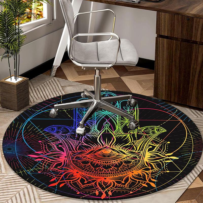 Sacred Mandala Design round carpet Chair cushion Round Entryway Rug, Soft Round Rugs for Living Room, Bedroom, Circle Carpet decor gifts