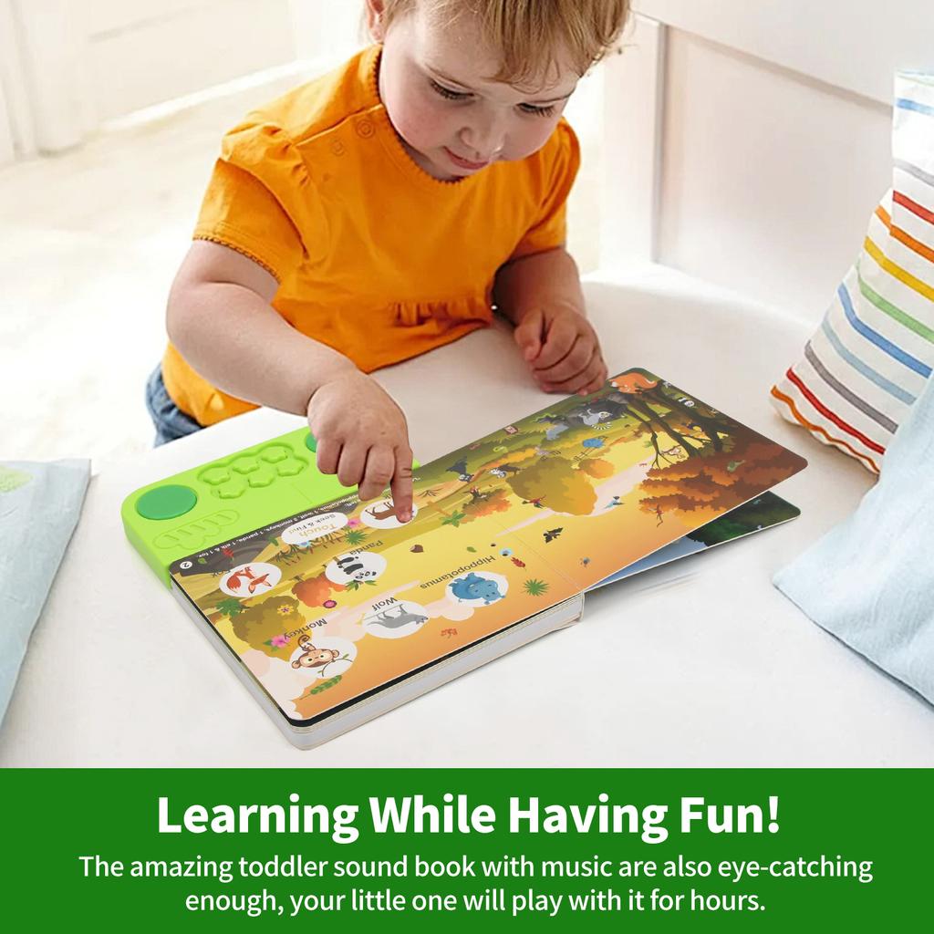 Elektronische Kinder-Hörbücher mit Melodie & Lichtern Schlagzeuggeräuschen Tieren Kognitive Bücher Interaktives Vorschul-Lernspielzeug