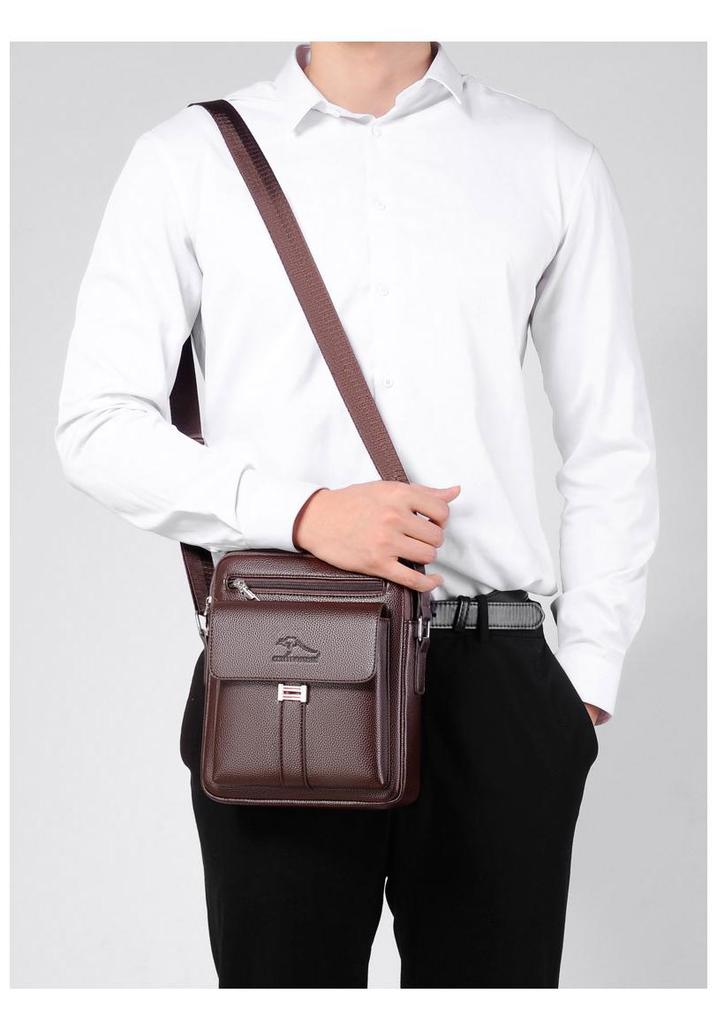 Men's Multi-Functional Crossbody Handbag - Double-Layer, Large Capacity, Fashionable Design