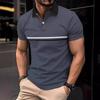 Summer men's short-sleeved POLO shirt Fashion casual comfortable breathable striped design sports men's short-sleeved Polo shirt