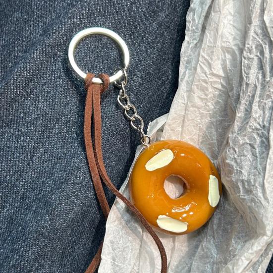 Bag Pendant 1:1 Realistic Simulated Bread Shape Resin Keychain with Rope Decor High Simulation Baguette Bagel Charm Key Holder