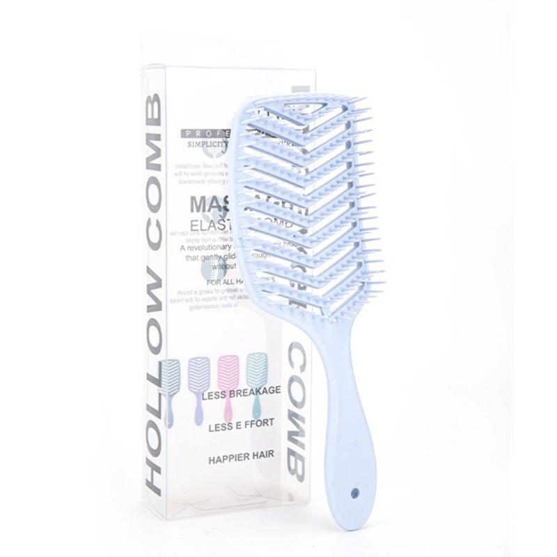 Массажная расческа с полыми зубьями для волос Практичная расческа для сухих и влажных волос Распутывающая расческа для всех типов волос небесно-голубой