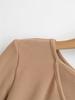 Design Sense Oblique Neckline Hollow Long-Sleeve Slim-Fit Velvet Top for Women - Autumn/Winter Sexy Base Layer