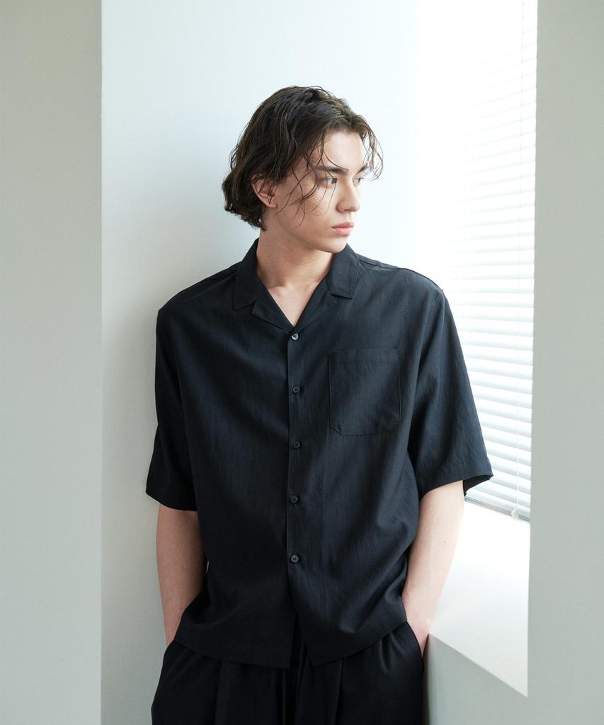 BILLIANT Recycle Open Collar Shirt_Black