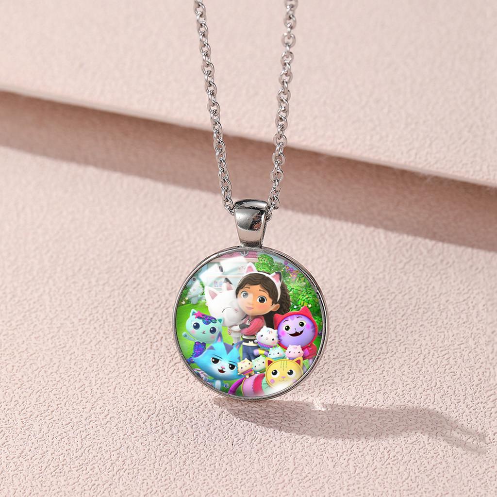 Gabby's Dollhouse Geometric Alloy Necklace With Colorful Gemstone Pendant For All Styles