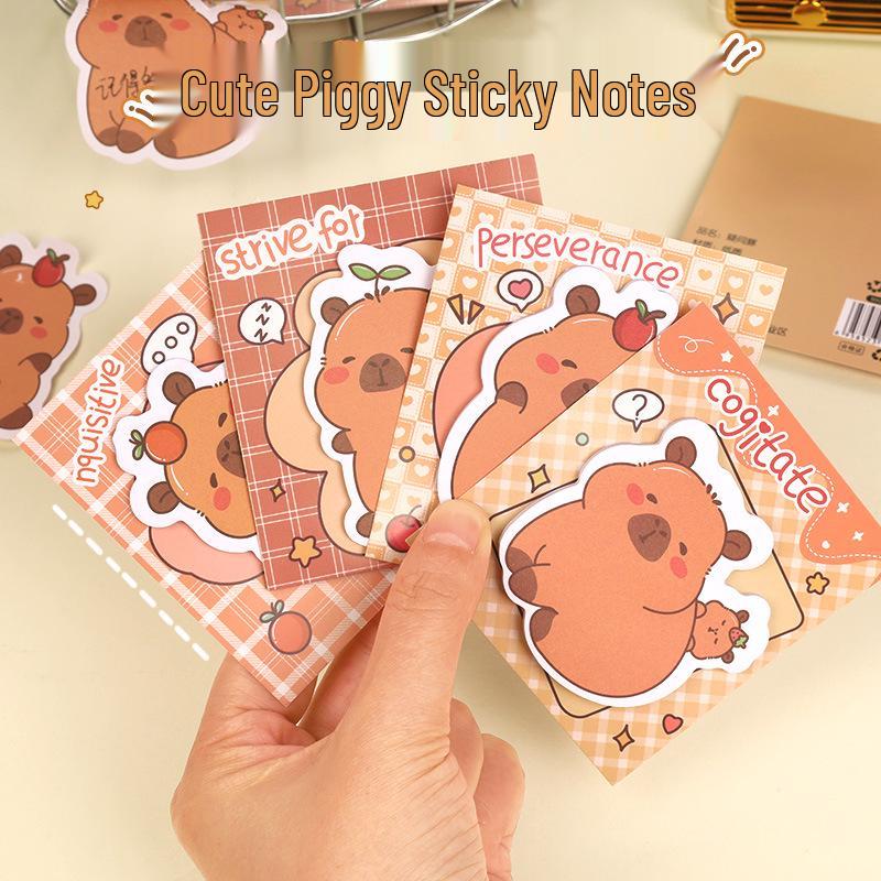 Creative Capybara Cartoon Sticky Note Pad - Reusable Memo Stickers for Students