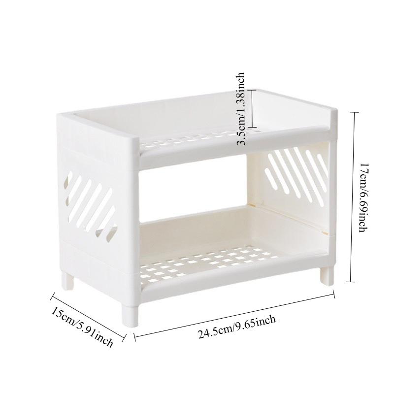 Double Layer Plastic Storage Shelf Desktop Organizer for Office Supplies Cosmetics Kitchen Bathroom Multifunctional Tray