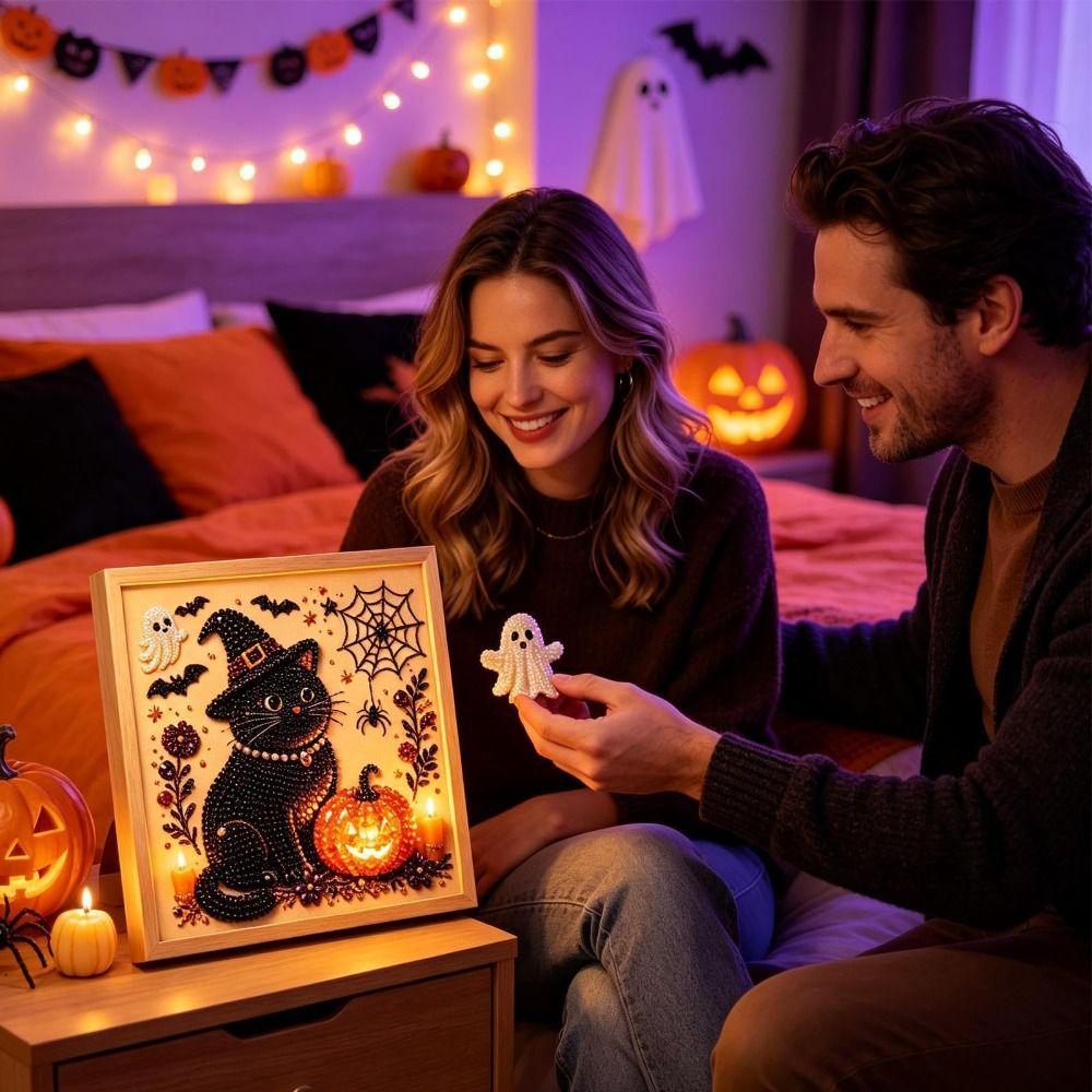 Resin Pearls DIY Pearl Art Kit Preprinted Canvas Halloween Pearl Art Seasonal Home Decor
