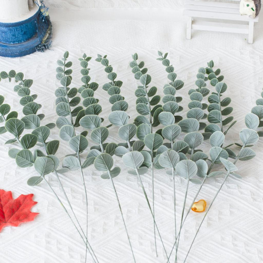 Artificial Eucalyptus Leaf Stems, Eucalyptus Leaves, Green Branches Decorative Home Ornaments Wedding Green Plants