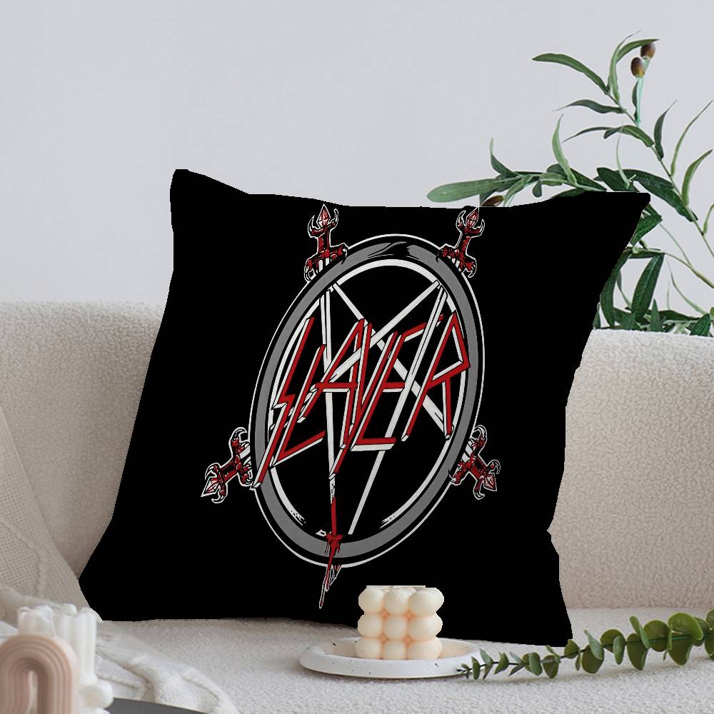 Rock S-Slayer Heavy Metal Band Pillow Covers Cartoon Sofa Decorative Home Double-sided Printing Short Plush Cute Cushion Cover