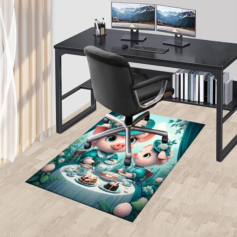 1 Pezzo Tappeto da Pavimento Antiscivolo Extra Large Maialino Festa del Tè, Ufficio, Famiglia, Camera da Letto, Studio - Tappeto Grande Area Tappeti Interni, Colori Vivaci-W279