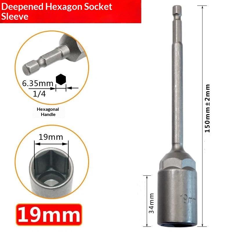 Long Hexagonal Socket Wrench Industrial Grade Extended Rod Wear Resistant for RV Repair Car DIY Garage Utility