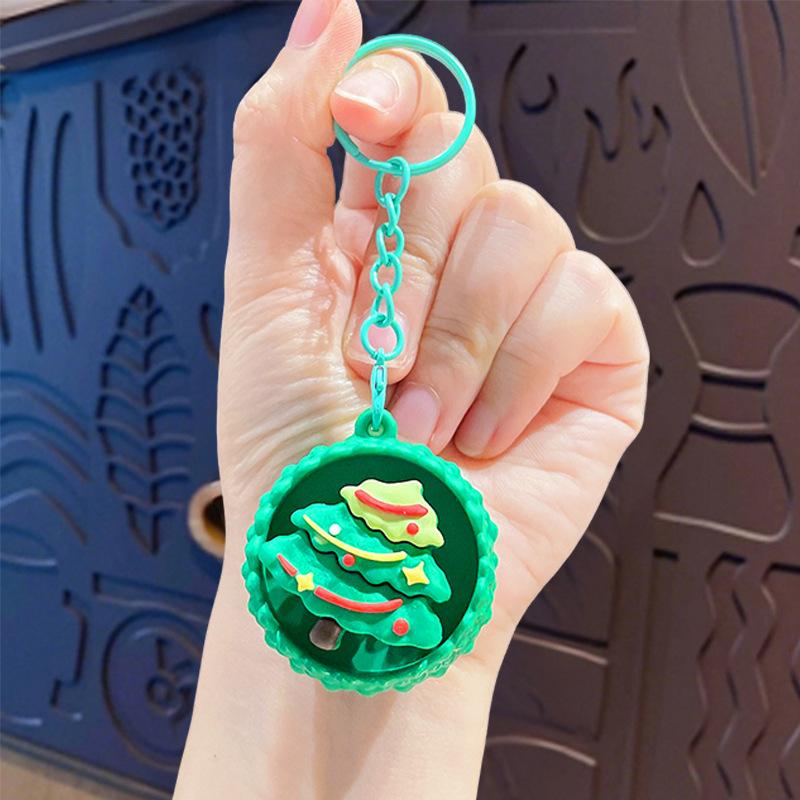 Cartoon Christmas Stress Relief Keyboard Keychain for Couples Bags Decorative Button Fidget Holiday Gift for Friends Family