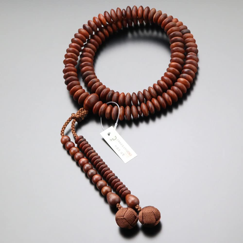 Tendai Buddhist Prayer Beads for Men 9 Dimensions Red Sandalwood Bon Tenbo Prayer Beads Kyoto Prayer Beads 108 Beads Kyoto Shutan Shitan 9 Dimensions