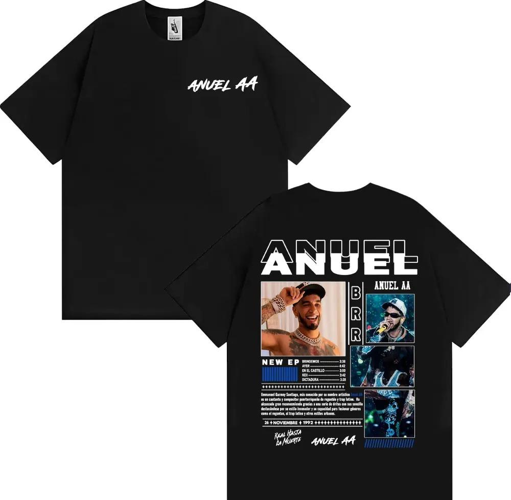Rapparen Anuel AA Rhlm 2 Album 2025 Turné T-shirts Män Kvinnor Mode Hip Hop High Street Bomulls-sweatshirt Streetwear Plus Size