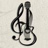 1pc Black Metal Music Note Guitar Wall Decor, Iron Art Hanging for Living Room, Bedroom, Cafe, Farmhouse Theme, Housewarming/Birthday Gift