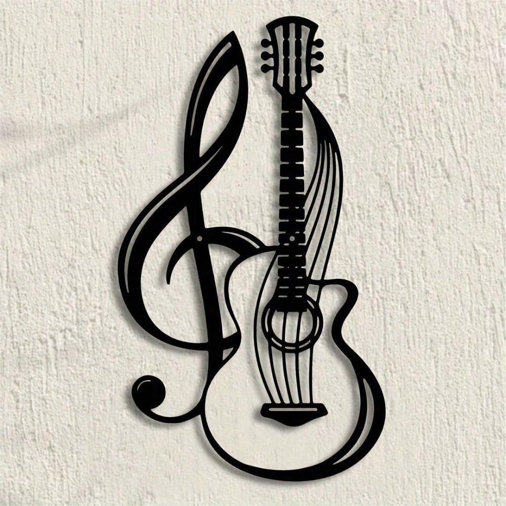 1pc Black Metal Music Note Guitar Wall Decor, Iron Art Hanging for Living Room, Bedroom, Cafe, Farmhouse Theme, Housewarming/Birthday Gift