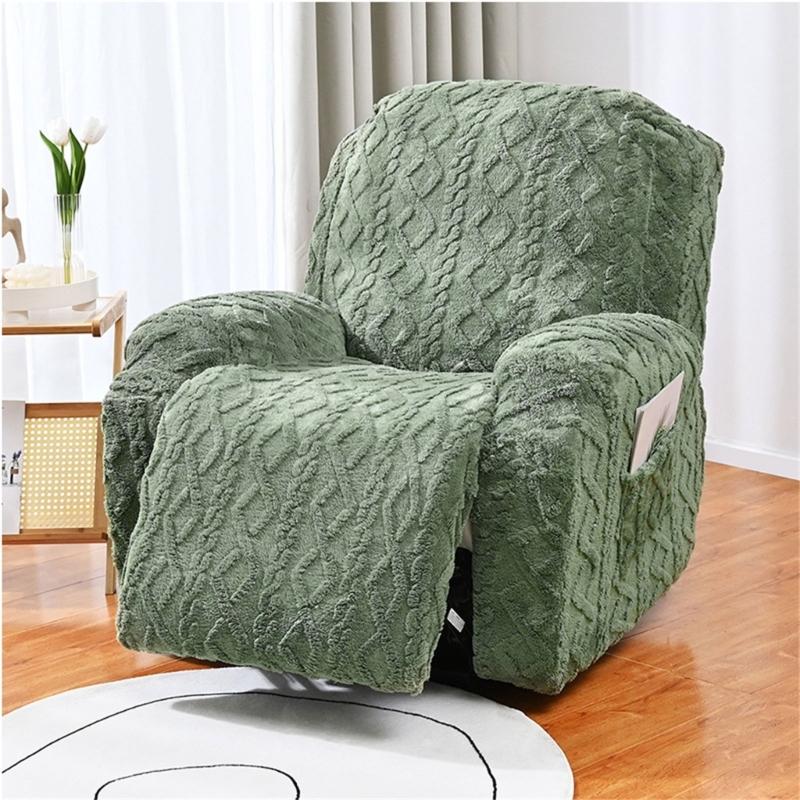 Elegant Sofa Protector Covers Set Recliner Cover In Geometric Pattern Plushie With Elastic Fit ( Single Seater)