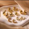 HECHENG,Gold-plated Geometric Round Hoop Earrings for Women Creative Design Thick Circle Earring Trendy Zircon Gift