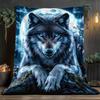 Realistic Wolf Art Throw Blanket for Couch Decor Winter Season Large Plush Pet Gift Cozy Nordic Forest Creature Bedding
