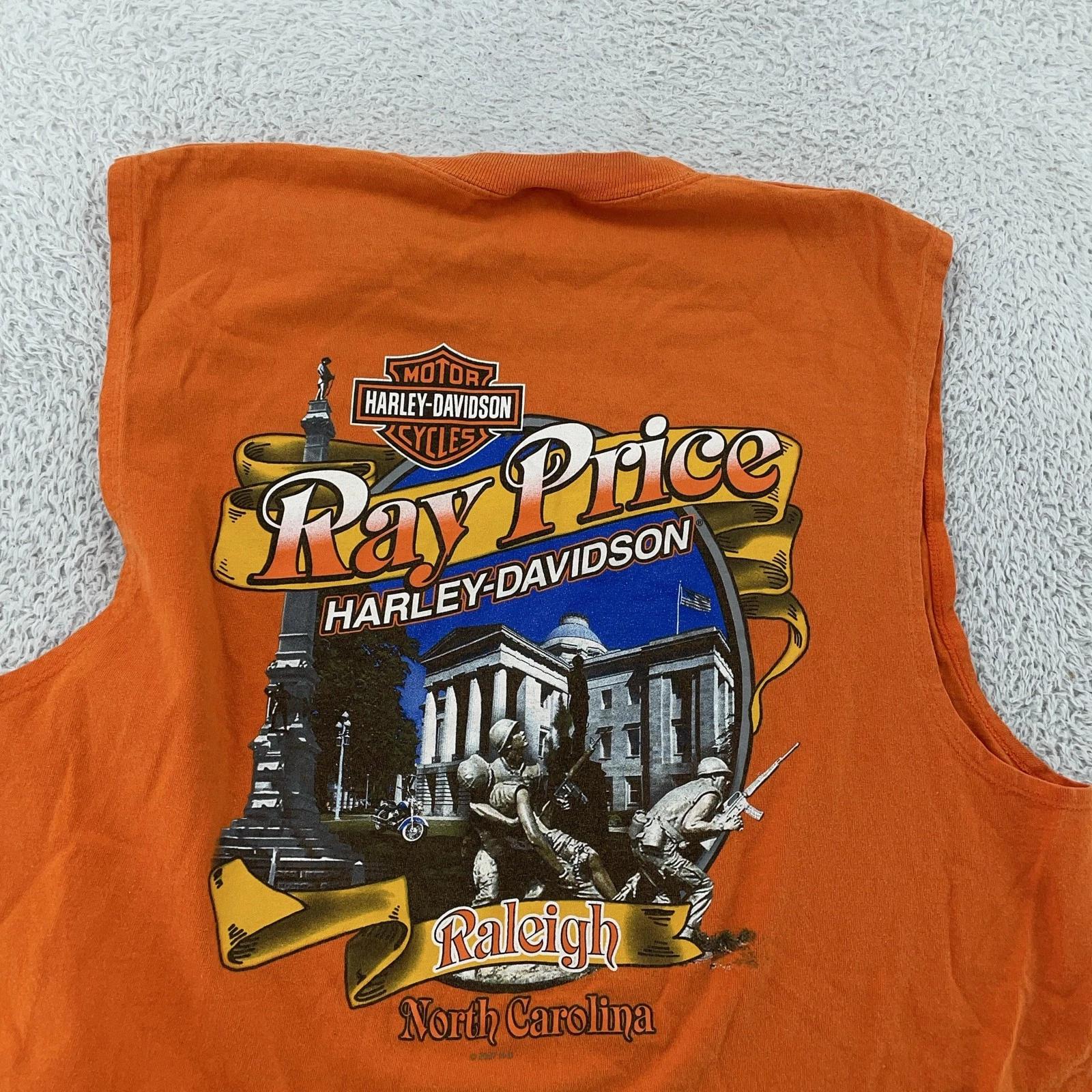 

Vtg Harley-Davidson Raleigh North Carolina Muscle T-Shirt M/L Motorcycle Biker S