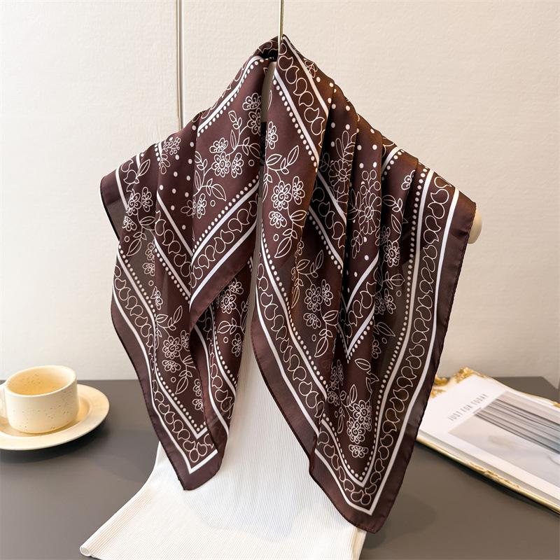 Paisley Floral Print 70*70cm Silk Square Scarf for Women Luxury Soft Satin Kerchief Hairband Foulard Neckerchief Head Lady Hijab