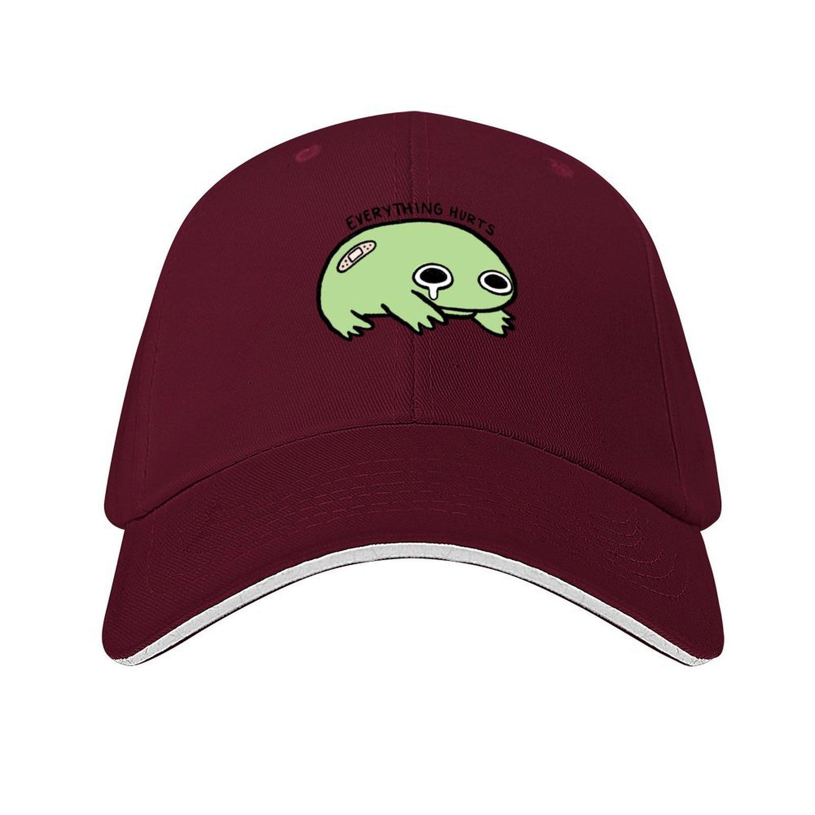 

Everything Hurts Crying Green Frog with Bandage Baseball Cap fishing caps man New Hat fun hats Mens Womens