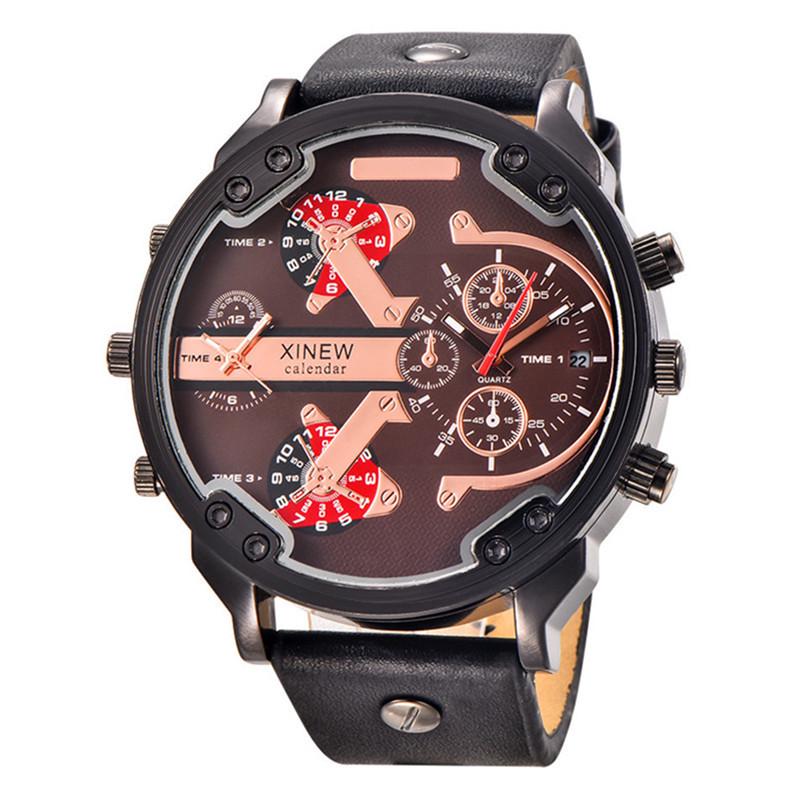 

Мужские кварцевые наручные часы с кожаным ремешком 5,5 см и датой